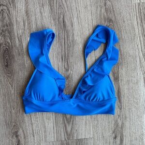 aerie Royal Blue Ruffle Triangle Bikini Top